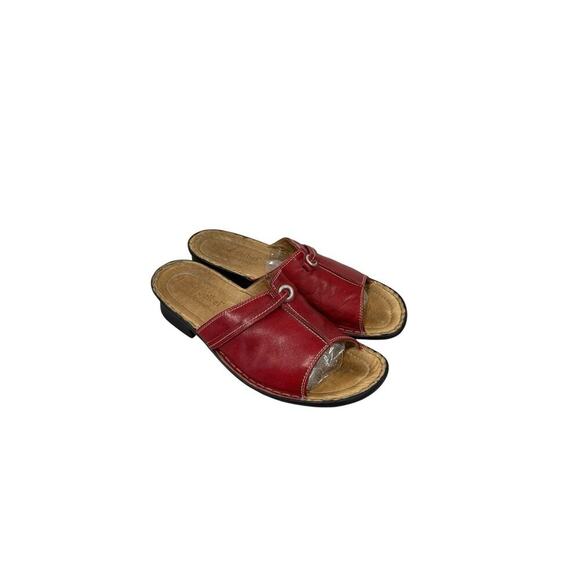 Josef Seibel Leather Slide Style Open Toe Sandals Red Womens EU 40 US 9/9.5 - Picture 3 of 8